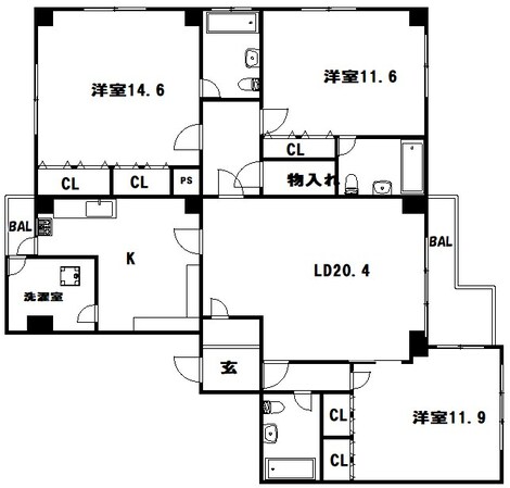 元町駅 徒歩9分 3階の物件間取画像